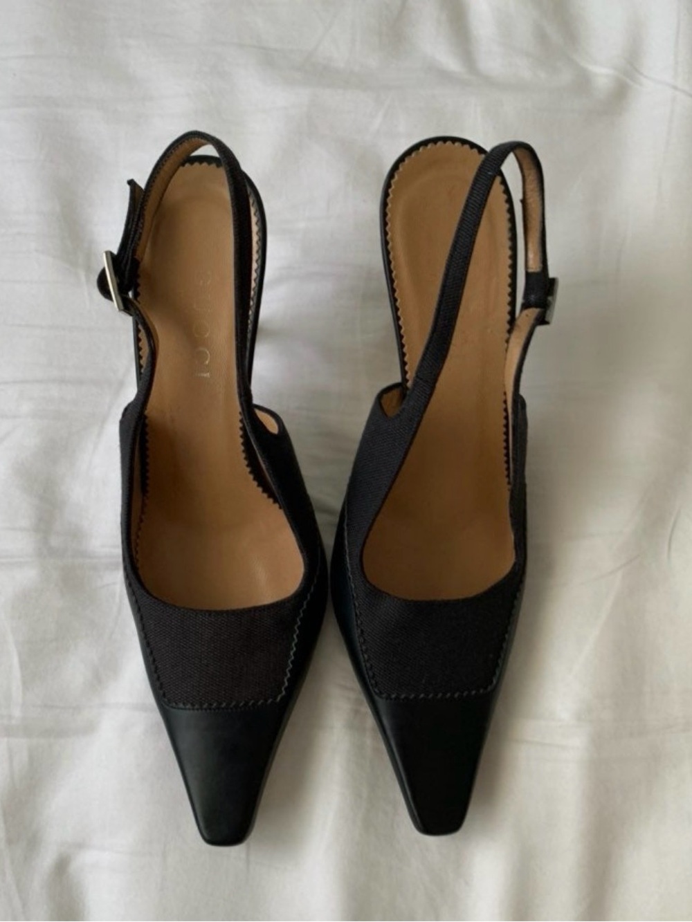 Gucci Black Pointed-Toe Slingback Pumps